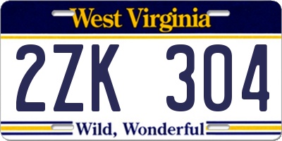 WV license plate 2ZK304