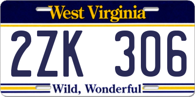 WV license plate 2ZK306