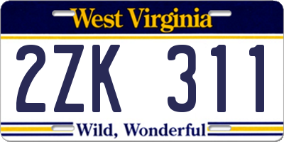 WV license plate 2ZK311