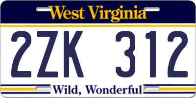 WV license plate 2ZK312