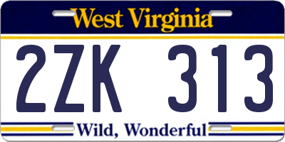 WV license plate 2ZK313
