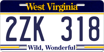WV license plate 2ZK318