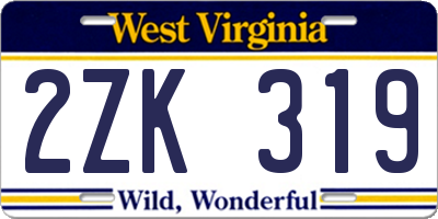 WV license plate 2ZK319