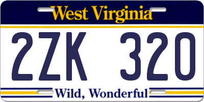 WV license plate 2ZK320