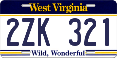 WV license plate 2ZK321