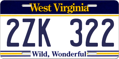 WV license plate 2ZK322