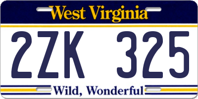 WV license plate 2ZK325