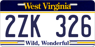 WV license plate 2ZK326
