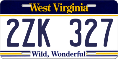WV license plate 2ZK327