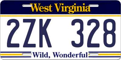 WV license plate 2ZK328