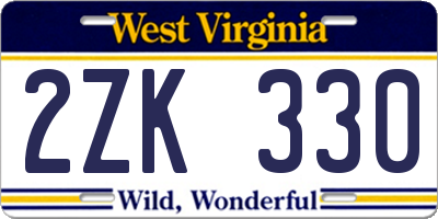 WV license plate 2ZK330