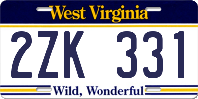 WV license plate 2ZK331