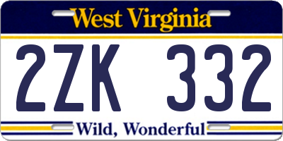 WV license plate 2ZK332