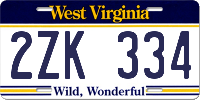 WV license plate 2ZK334