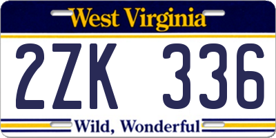 WV license plate 2ZK336