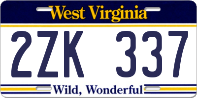 WV license plate 2ZK337