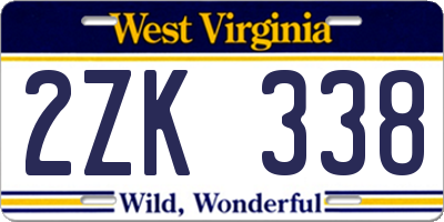 WV license plate 2ZK338
