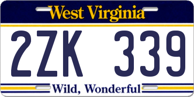 WV license plate 2ZK339