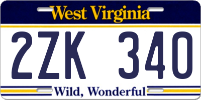 WV license plate 2ZK340