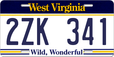 WV license plate 2ZK341