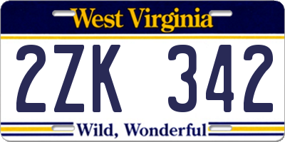 WV license plate 2ZK342
