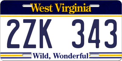 WV license plate 2ZK343