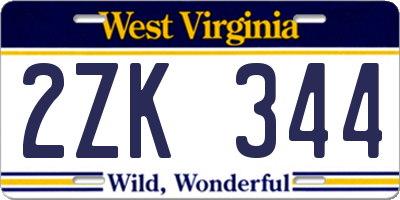 WV license plate 2ZK344