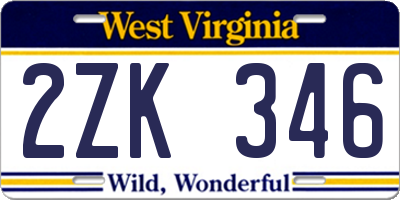 WV license plate 2ZK346