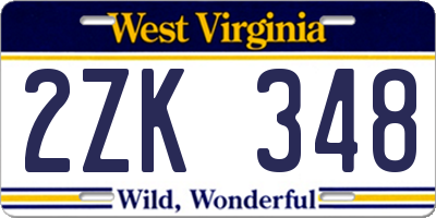 WV license plate 2ZK348