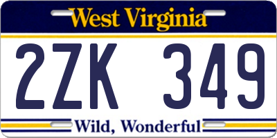 WV license plate 2ZK349