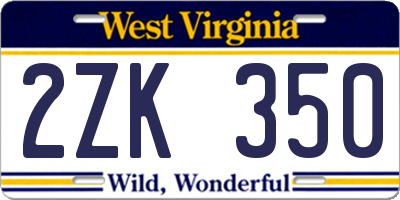 WV license plate 2ZK350