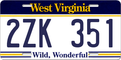 WV license plate 2ZK351