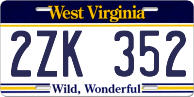WV license plate 2ZK352