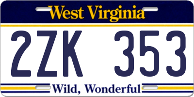 WV license plate 2ZK353