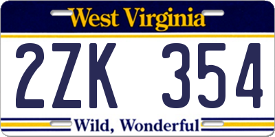 WV license plate 2ZK354