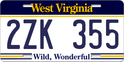 WV license plate 2ZK355