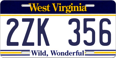 WV license plate 2ZK356