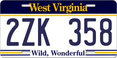 WV license plate 2ZK358