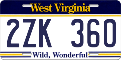 WV license plate 2ZK360