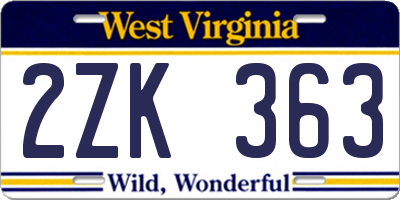 WV license plate 2ZK363