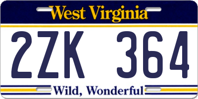 WV license plate 2ZK364