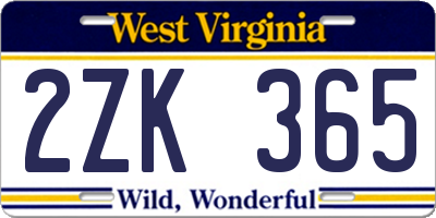 WV license plate 2ZK365
