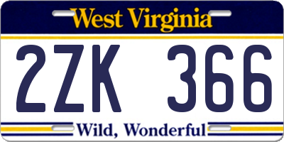 WV license plate 2ZK366