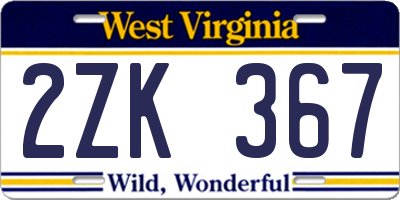 WV license plate 2ZK367