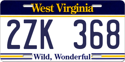 WV license plate 2ZK368