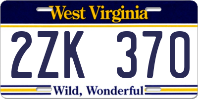 WV license plate 2ZK370