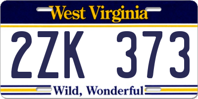 WV license plate 2ZK373