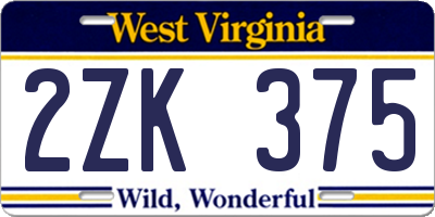 WV license plate 2ZK375