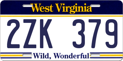 WV license plate 2ZK379