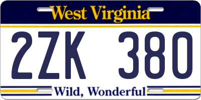 WV license plate 2ZK380